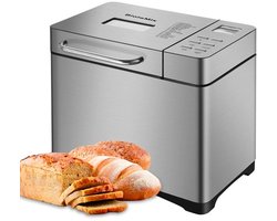 Milova Broodbakmachine - 19 programma's - Fruit- en notendispenser - Timer - Warmhoudfunctie - Voor broden van 500, 750 en 1000 gram