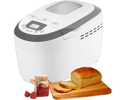 MKSS® Broodbakmachine met 12 Programma's en Timer - Broodmachine - Broodbakmachines - Voor Broodmix - 650Gram - Wit met Grijs