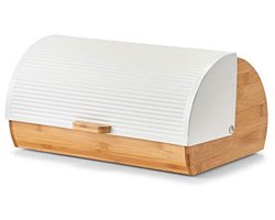 Moderne Bamboe en Metaal Broodtrommel in Scandi-Design