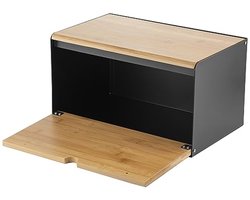 Moderne Broodtrommel van Staal en Bamboe - Ruime Broodcontainer voor de Keuken