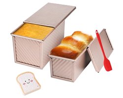 Pullman Broodpan met Deksel - Set van 2, 1 lb Capaciteit voor Zelfgemaakt Brood, Antiaanbaklaag