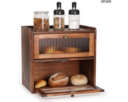 RFWR® Grote Houten Broodtrommel Dubbellaags voor Keuken - Ideaal voor Broodopslag en Organisatie