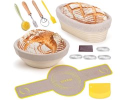 Ronde en Ovale Rijsmandjes Set van Natuurlijk Rotan voor Zuurdesem Brood