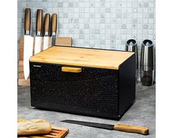 Ruime Houten Broodtrommel met Roestvrij Stalen Accenten - Elegant en Functioneel