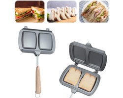 Sandwich Toaster, Wafel, Panini Grill Anti-aanbakpan, Dubbelzijdige Verwijderbare Grillplaat met Handgrepen Geschikt voor Panini Snacks en Ontbijt