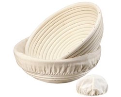 Set van 2 Ronde Proofing Manden voor Zuurdesem Brood - 9 Inch Handgemaakte Rotan Manden