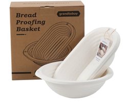 Set van 2 Zuurdesem Bewijsmanden 10" Rond en 11" Ovaal voor Perfect Brood Bakken