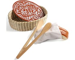 Terracotta Broodwarmermand met Stenen Set - Perfect voor Zuurdesem en Gastvrouw