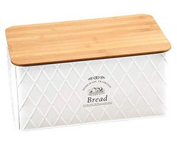 Witte Broodtrommel Landhuis van Metaal 32 x 15 x 21 cm - Duurzaam en Stijlvol