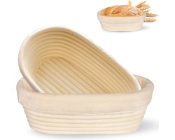 Zuurdesem Broodrijsmand Set - 2 Ovale Rotan Manden voor Perfecte Broden