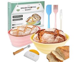 Zuurdesem Rijsmandjes Set van 2 - Siliconen Opvouwbare Broodmanden voor Ambachtelijk Brood