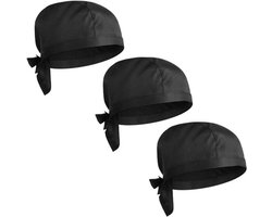 3 stuks koksmuts voor dames en heren - werkmuts kookkap bakkerskap stofmuts baskenmuts voor keuken restaurant zwart