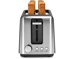 Aigostar 30A49 Delish - Broodrooster - Toaster - 2 Extra Brede Sleuven - 7 Warmteniveaus - Met Externe Grill - Reheat en Ontdooi-functie - 750W - Zwart
