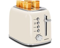 Aigostar Retro Broodrooster - Toaster - 6 Warmteniveaus - 2 Extra Brede Sleuven - 800W - Beige