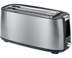 alpina Broodrooster 1400 Watt - Toaster voor 4 Sneetjes met Kruimellade - Instelbare Bruiningsstand Tosti - RVS Behuizing