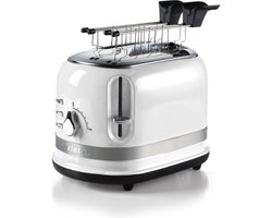 Ariete 0149/01 - Moderna broodrooster met tostiklemmen - 6 bruiningsniveaus - 2 Sleuven - Opwarm en Ontdooi-functie - 815W - Wit