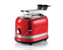 Ariete 0419/00 - Moderna broodrooster met tostiklemmen - 6 bruiningsniveaus - 2 Sleuven - Opwarm en Ontdooi-functie - 815W - rood