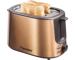 Bestron Broodrooster ATS1000CO - 1000W - 7 Bruiningsniveau's - 2 Broodsleuven voor 2 boterhammen - Koper