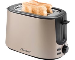 Bestron Broodrooster ATS1000SAT - 1000W - 7 Bruiningsniveau's - 2 Broodsleuven voor 2 boterhammen - Beige