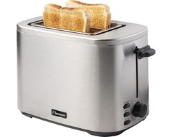Bestron broodrooster voor 2 sneden Brood, incl. broodjesopzet, 7 bruiningsniveaus & kruimellade, 800 Watt, roestvrijstalen ontwerp, kleur: zilver