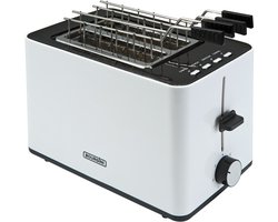 Bourgini Tosti Toaster - Broodrooster met Tostiklemmen - Wit - Extra brede sleuf geschikt voor 2 tosti's - Instelbare bruiningsstand en ontdooifunctie