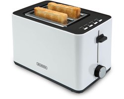 Bourgini Tosti Toaster met Bagelfunctie - Broodrooster met Tostiklemmen - Wit- Matte Finish - Extra brede sleuf geschikt voor 2 tosti's