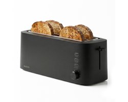 Brabantia Broodrooster - Lange Sleuven - 4 Sneetjes - 8 Roosterstanden - 1630 watt - Toaster met Snoeropbergruimte - BBEK1028