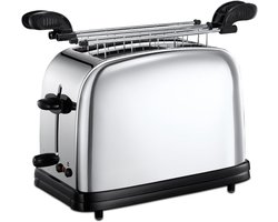 Broodrooster Met Tostiklemmen - Extra Brede Sleuven - Volledig RVS - Broodrooster Met Toasttang Voor Gevulde Toasts - Kruimellade - Thermostaat - Ontdooien- Opwarmen- Veiligheidssysteem