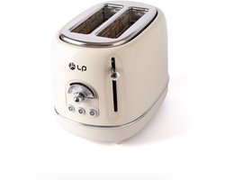 Broodrooster-Toaster - 2 grote sleuven-Extra brede sleuf geschikt voor 2 tosti's-Beige-Wit