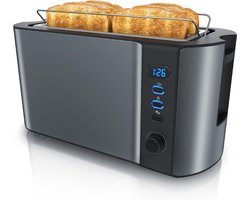 Core® Tosti Apparaat Broodrooster - Tosti Apparaat - Tosti Broodrooster - Koel Grijs - 19cm x 20cm x 39cm