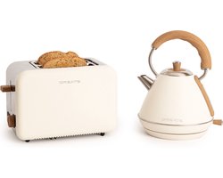 CREATE PACK - TOAST RETRO Broodrooster + KETEL RETRO M Waterkoker 1L - Gerbroken wit