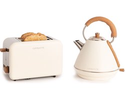 CREATE PACK - TOAST RETRO Broodrooster + KETTLE RETRO - dikke sneetjes-  1,7 liter-  6 vermogensniveaus - Wit