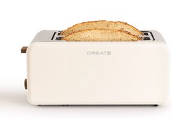 CREATE - Sleuven Broodrooster - Gebroken wit - Voor Brede Plakken - 6 niveaus - Functies - 1500W - TOAST RETRO XL