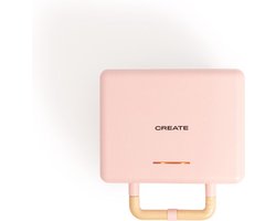 CREATE - Tosti-ijzer, grill en wafelijzer met verwisselbare platen - Pastel roze - Dubbel - STONE STUDIO