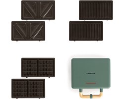 CREATE - Tosti-ijzer, grill en wafelijzer met verwisselbare platen - Sage - Dubbel - STONE STUDIO