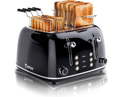 Estus Iconic Broodrooster 4 sneden - Broodrooster met Tostiklemmen - Zwart - Deluxe