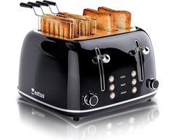 Estus Iconic Broodrooster 4 sneden - Broodrooster met Tostiklemmen - Zwart