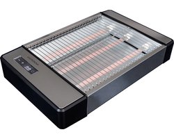 Gastronoma 18140003 - Platte broodrooster met groot toastoppervlak, digitale timer en 6 bruiningsniveaus - Grijs