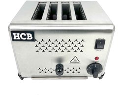 HCB® - Professionele Horeca Broodrooster - 4 sneden - 230V - RVS / INOX - 21x31x22 cm (DxBxH) - 5 kg - 9455