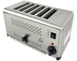 HCB® - Professionele Horeca Broodrooster - 6 sneden - 230V - RVS / INOX - 21x41x22 cm (DxBxH) - 7 kg - 9443