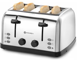 HENDI Toaster – 4 sneetjes – 2 verwarmingszones – 7 roosterniveaus – roestvrij staal
