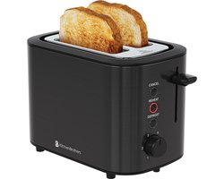 KitchenBrothers Broodrooster - Retro - Toaster - 6 Instelbare Roosterstanden - 2 Extra Brede Sleuven - 820W - Gunmetal/Zwart - RVS