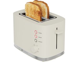 KitchenBrothers Broodrooster - Retro - Toaster - 6 Instelbare Warmteniveaus - 2 Extra Brede Sleuven - 870W - Beige