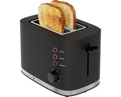 KitchenBrothers Broodrooster - Retro - Toaster - 6 Instelbare Warmteniveaus - 2 Extra Brede Sleuven - 870W - Zwart