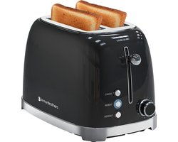 KitchenBrothers Retro Broodrooster - Toaster - 6 Warmteniveaus - 2 Extra Brede Sleuven - 815W - Zwart