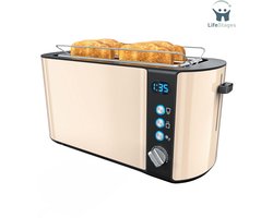 LifeStages - Broodrooster met Tostiklemmen - Broodrooster Met Opzetstuk Voor Tosti's - Automatisch Broodrooster Met Lange Sleuf Met 6 Bruiningsstanden - Ontdooi- En Warmhoudfunctie - Automatische Uitschakeling - Liftfunctie - Inclusief Kruimelplaat