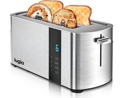 Lugia Broodrooster - RVS Toaster 4 Sneetjes - 7 Warmteniveaus - Led display - Roestvrij staal - Uitschuifbare kruimellade