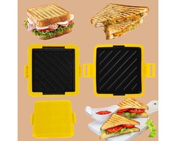 Magnetronoven broodrooster sandwichmaker,magnetron broodrooster,Multifunctionele mini-broodrooster,Gemakkelijk schoon te maken en op te bergen,Perfect voor het bereiden van ontbijt, gegrilde kaasbroodjes en snacks.(geel)