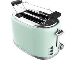 MMM® Broodrooster Retro - Broodrooster - Broodrooster Zwart - 2 Brede Sleuven van 3,8 cm - Bovenstangen - Instelbaar Vermogen - Kruimellade- Groen- 19 cm x 30 cm x 19 cm