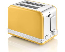 MMM® Broodrooster Retro - Broodrooster - Broodrooster Zwart - 6 Roosterniveaus - Roestvrij Staal- Geel -‎33 cm x 24 cm x 23 cm